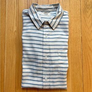 Marine Layer Men’s Long Sleeve Button Down Shirt Larger Cream Blue Stripes